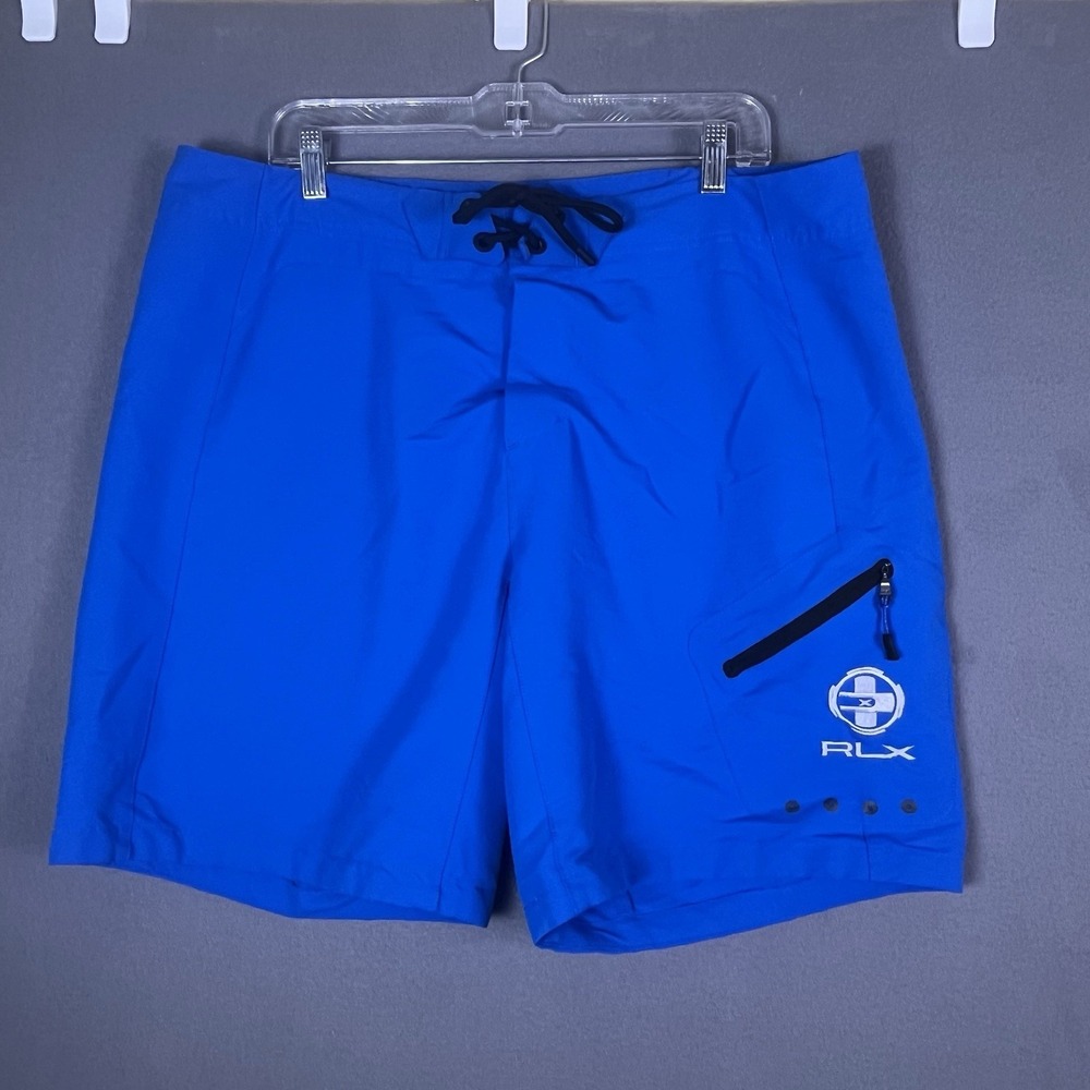 RLX Board Shorts Mens 38 Blue Quick Dry Zip Pocket Lightweight Swim Trunks